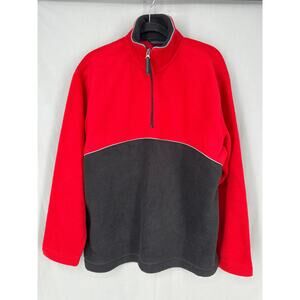 Y2K Vintage Gap Jacket Mens Medium Red Fleece Black Pullover Reflective Zip